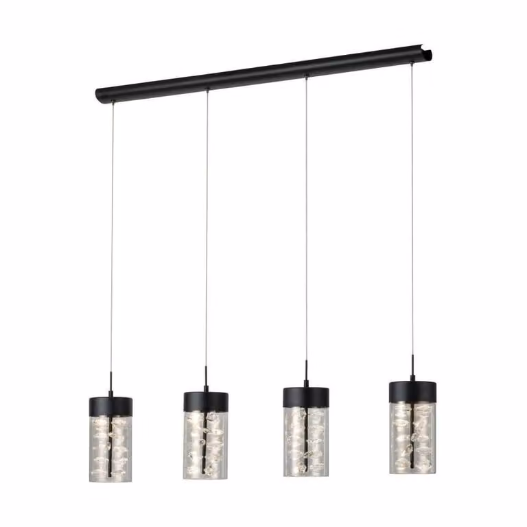 Eglo Cabezola hanglamp voor de eetkamer met transparant en zwart glas en metaal