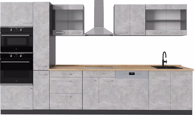 Vicco R-Line Keukeneenheid Beton/antraciet 350 cm zonder werkblad, Model 53355