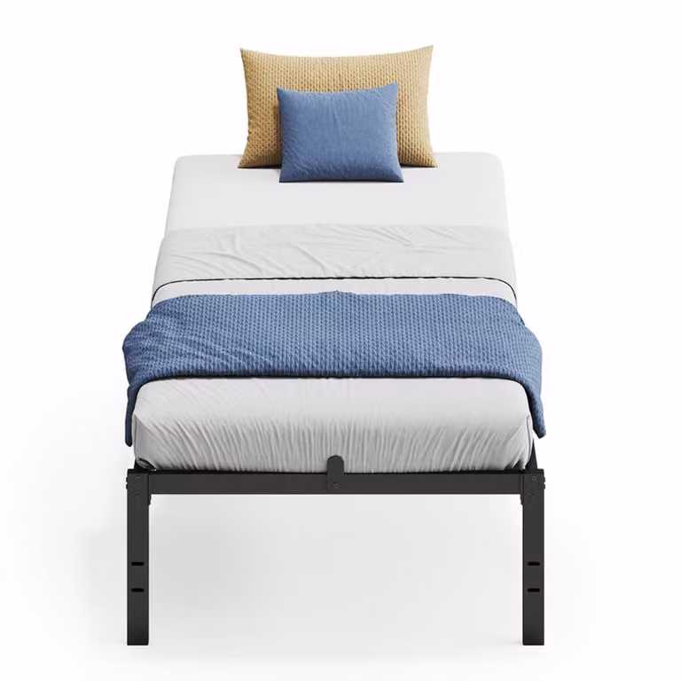 Modern metalen eenpersoonsbedframe met opbergruimte in inktzwart, 90 x 200 cm