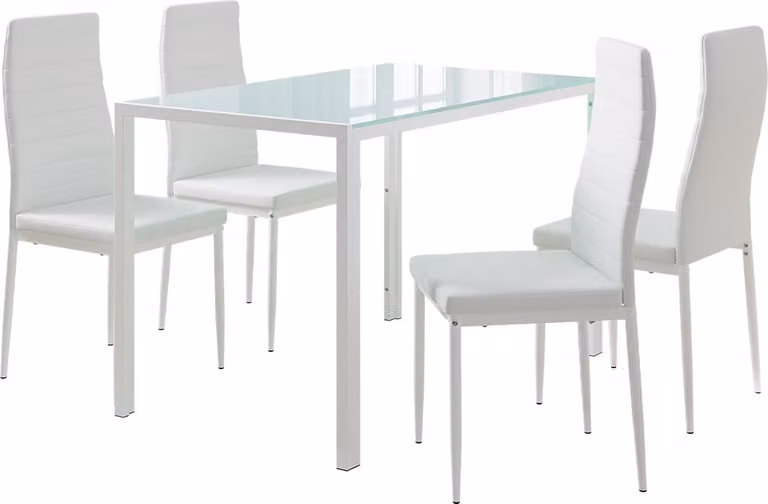 Vicco Grand Eettafelset Wit met 4 stoelen, B/D: 120 x 75 cm