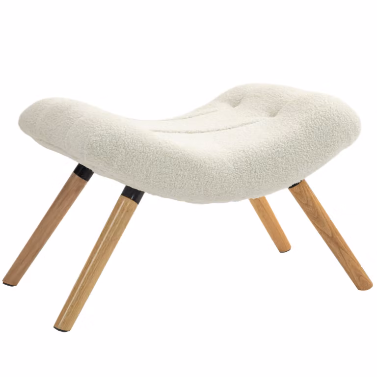 HOMCOM Moderne Voetenbank met Fleece Bekleding en Houten Poten, B/D/H: 60,5 x 45 x 38 cm