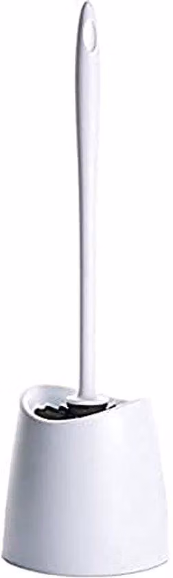 Toiletborstelset zwart en wit van polypropyleen, B/D/H: 12 x 12 x 38 cm