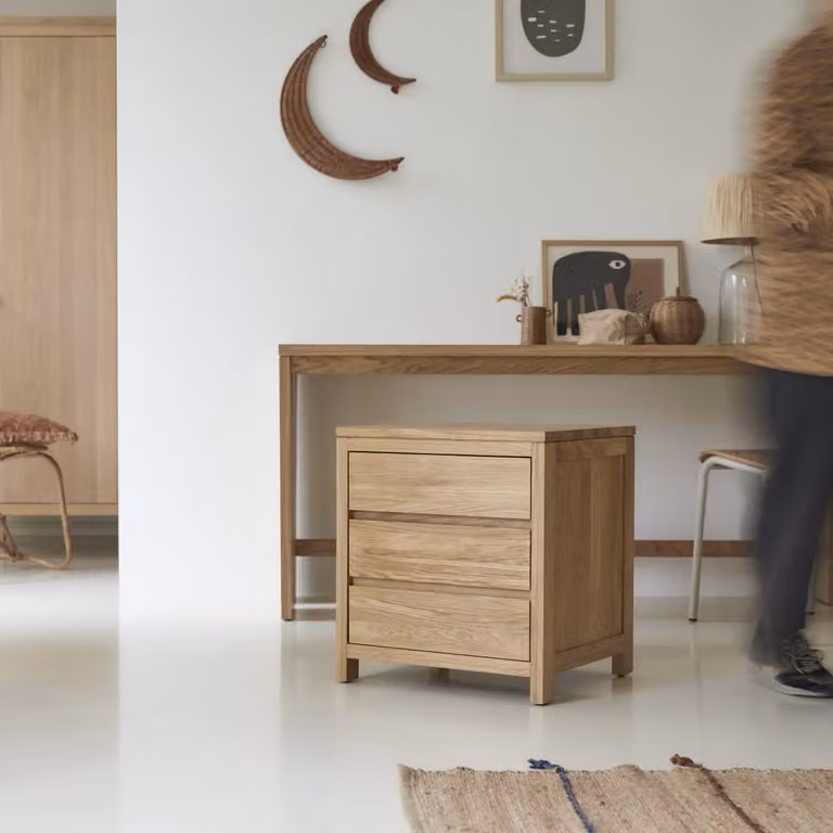 Tikamoon Eden Ladeblok voor kinderen - Eikenhout - Beige/Bruin - B: 50 cm, D: 55 cm, H: 45 cm
