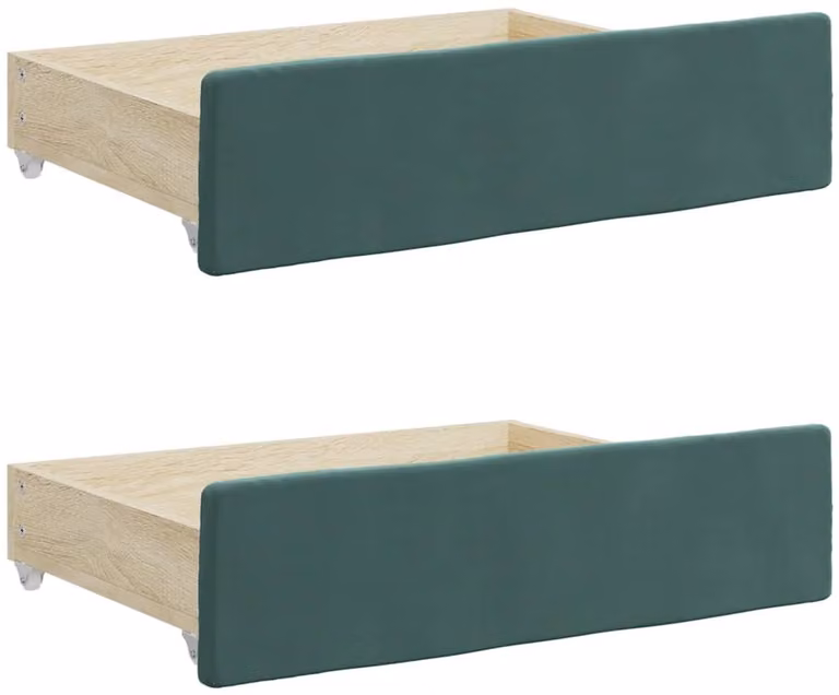 vidaXL Bedlades van bewerkt hout en donkergroen fluweel - 2 stuks
