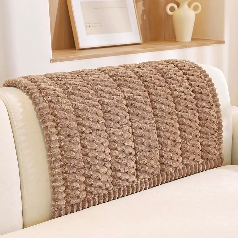 Bruine bankhoes voor volwassenen met antislip siliconen stippen, 70 x 90 cm
