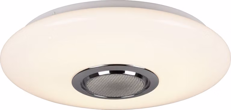 Trio Musica Led-plafondlamp met Bluetooth-luidspreker, Wit, 15,5 Watt, Dimbaar met Afstandsbediening en Kleurverandering