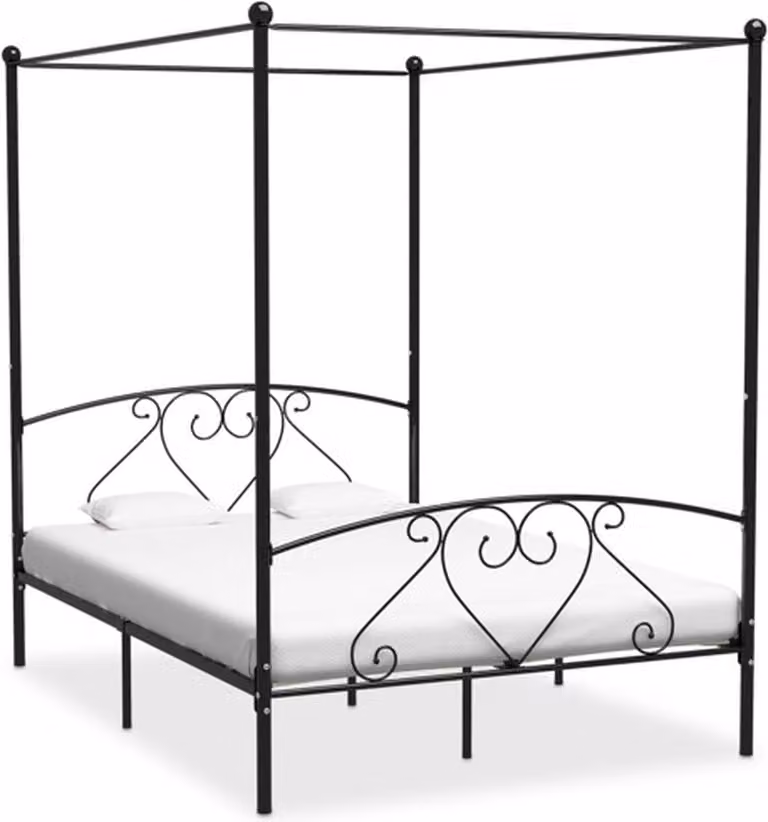 vidaXL Hemelbedframe van metaal in zwart, 140 x 200 cm
