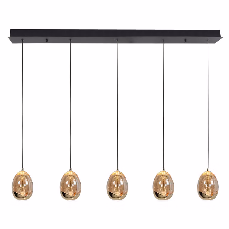 Highlight Hanglamp Golden Egg 5-lichts amber-zwart met glas en metaal