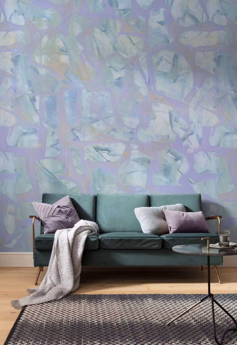 home24 Fotobehang Opal Waters Abstract Modern Multicolour Blauw Breedte: 400 cm, Hoogte: 250 cm