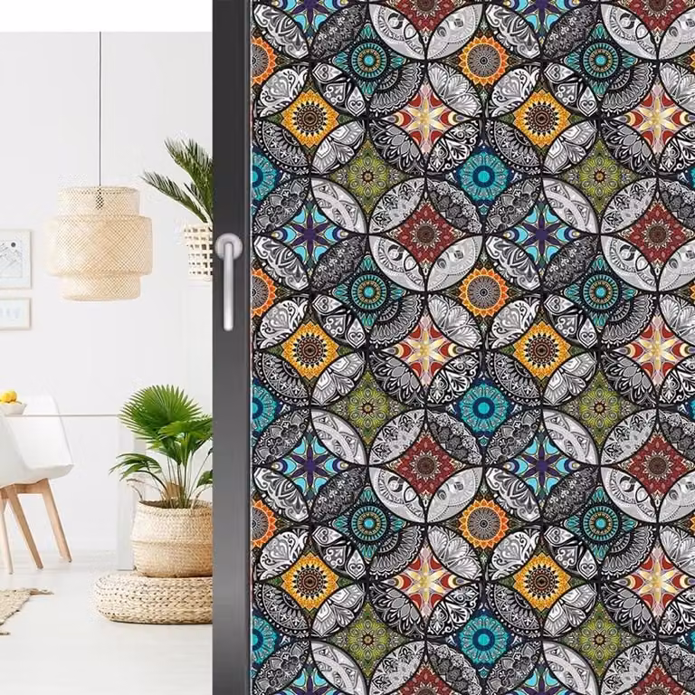 Gekleurde decoratieve raamfolie voor privacy met statische hechting - 45 x 200 cm