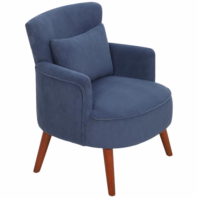 HOMCOM Moderne fauteuil, gestoffeerde lounge stoel met lendekussen, blauw