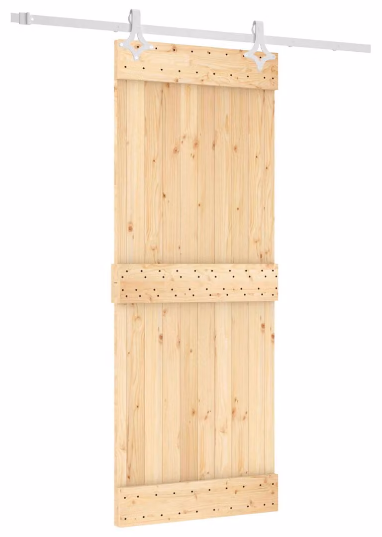 vidaXL Schuifdeur van massief beuken, onbehandeld, B: 80 cm, H: 210 cm