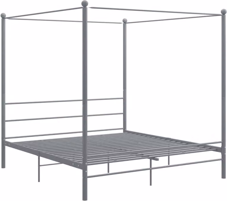 Zwart metalen hemelbedframe voor volwassenen, 180 x 200 cm