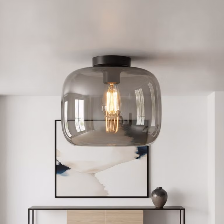 Artdelight Preston-28 Plafondlamp van Glas en Metaal in Grijs en Transparant
