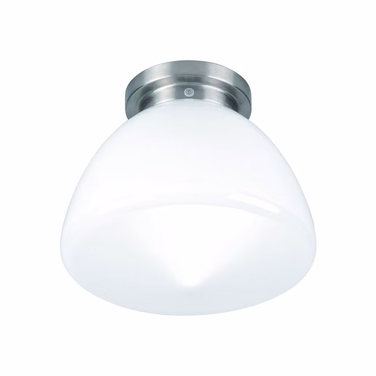 Highlight Glasgow plafondlamp met wit glas en nikkel, Ø 30 cm