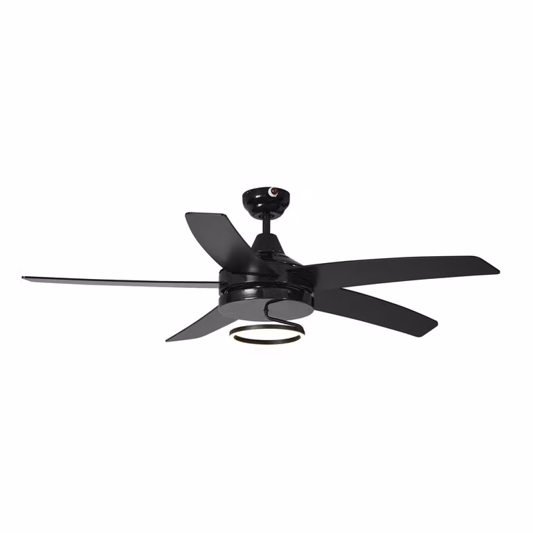 Qazqa Plafondventilator zwart met LED en afstandsbediening, 132 cm