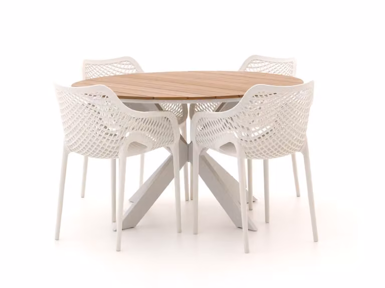 Forza Furniture Diningset Forza voor 4 personen van polywood, stapelbare tuinset