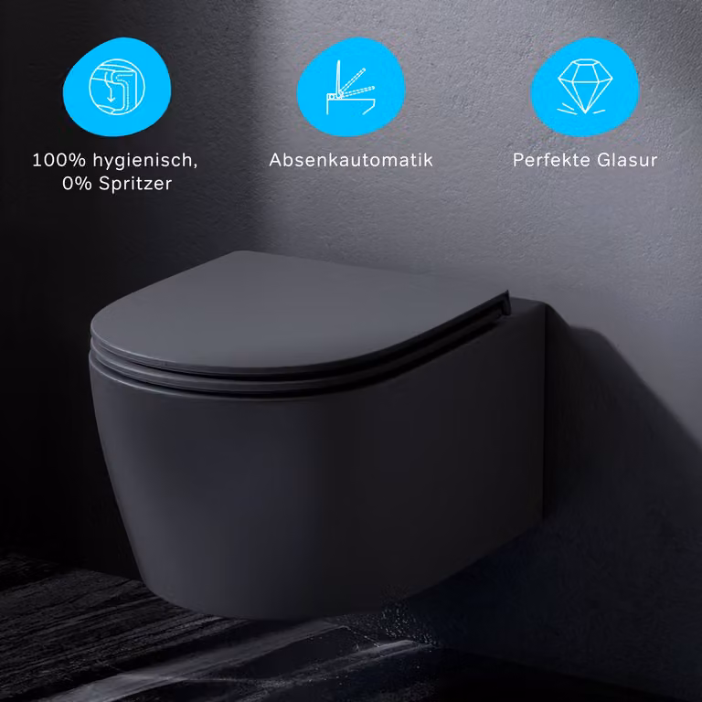 AM.PM X-Joy S wandcloset met FlashClean technologie en softclose toiletzitting, zwart keramiek