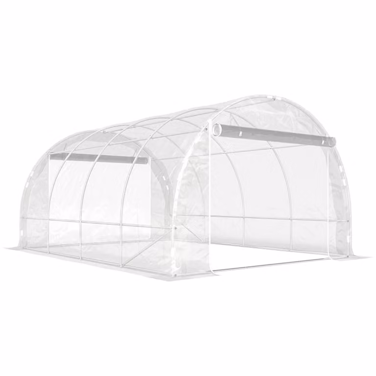 Outsunny Polytunnel-kas met verzinkt stalen frame en UV-bestendige PE-bekleding, transparant