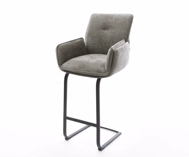 DELIFE Barstoel Nela-Flex met Bouclé bekleding en zwart metalen onderstel