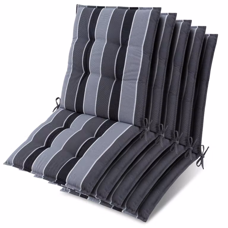 Beautissu set van 5 zonnedekpads Niederlehner antraciet gestreept B/D/H: 105 x 50 x 8 cm