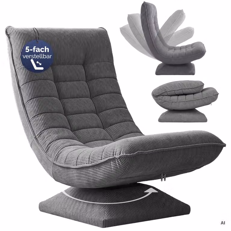 Casaria Relaxfauteuil met verstelbare rugleuning in grijze Cordura stof