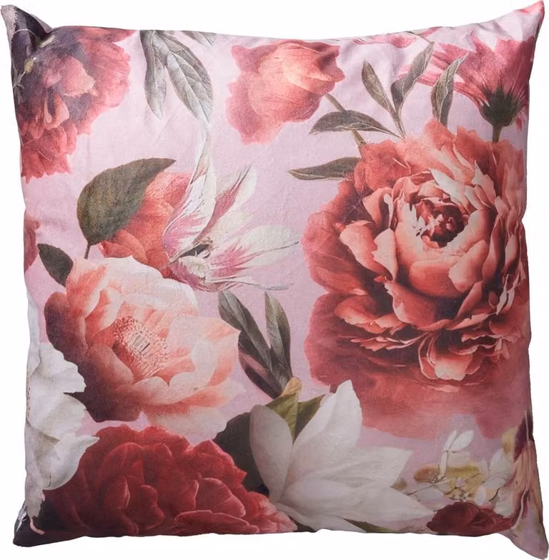 Koopman Kussen Modern Vierkant Roze Multicolour Polyester B/D/H: 45 x 45 x 1 cm