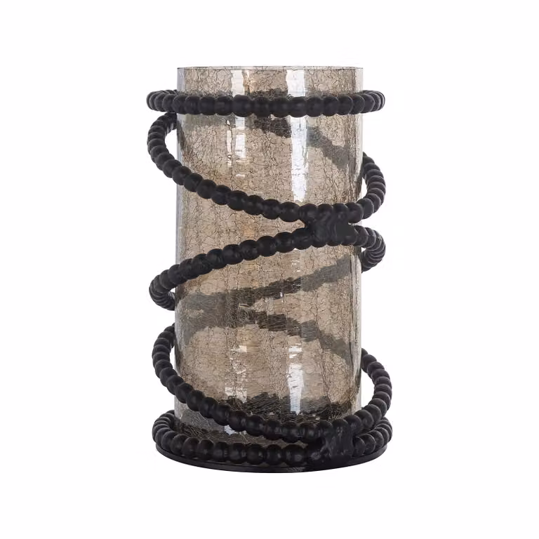 Richmond Interiors Windlicht Edison Glas Zwart, Hoogte: 31 cm