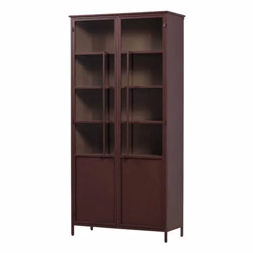 WOOOD Exhibit XL 2-deurs Vitrinekast - Metaal - Donkerbruin - H 203 x B 99 x D 45 cm