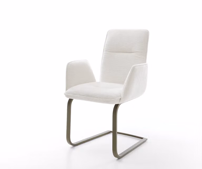 DELIFE Vinja-Flex Sledemodel Stoel met Bouclé Bekleding in Beige en Titanium Afwerking