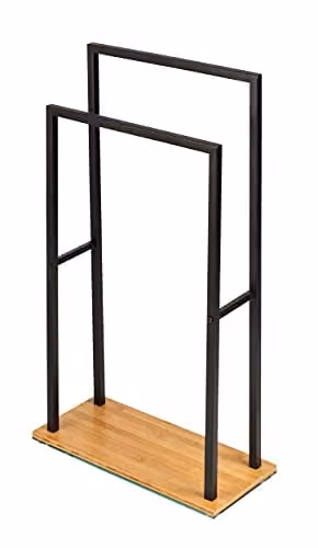 WENKO Handdoekhouder Bambusa zwart, vrijstaand, B: 46 cm, D: 20 cm, H: 80 cm