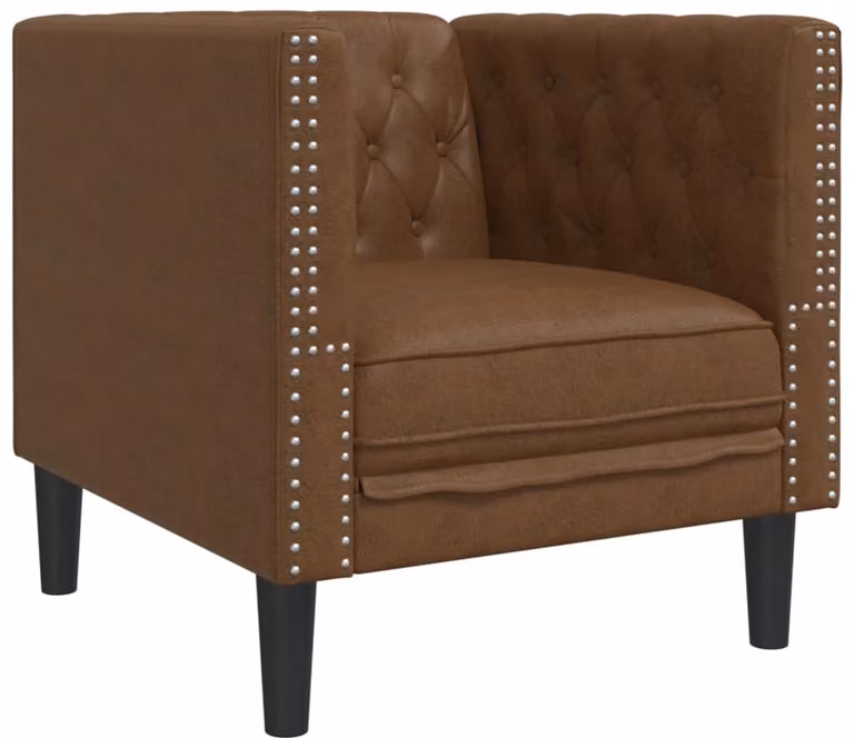 vidaXL Chesterfield-stijl fauteuil in bruin kunstsuède