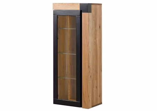 MASSIVMOEBEL24.DE Rotterdam hangvitrine van massief wilde eik, blank geolied, B: 48 cm, D: 35 cm, H: 120 cm