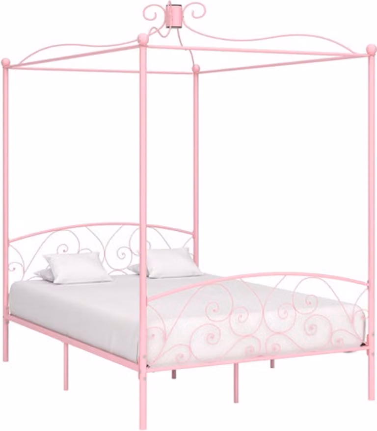 vidaXL Hemelbedframe van metaal in het roze, 140 x 200 cm