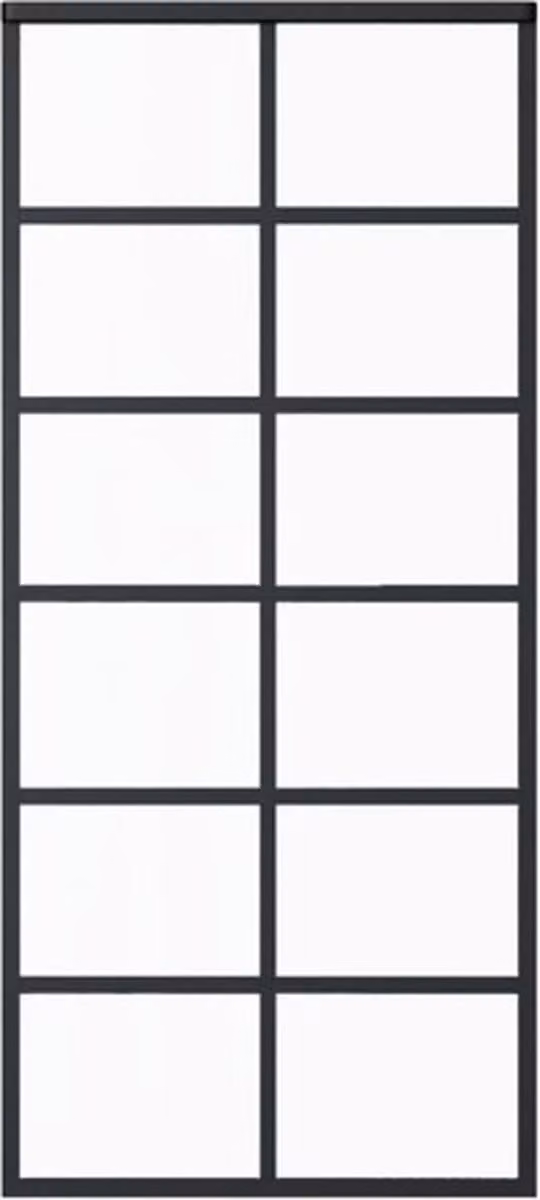 vidaXL Schuifdeur van ESG-glas en aluminium in zwart, B: 90 cm, H: 205 cm
