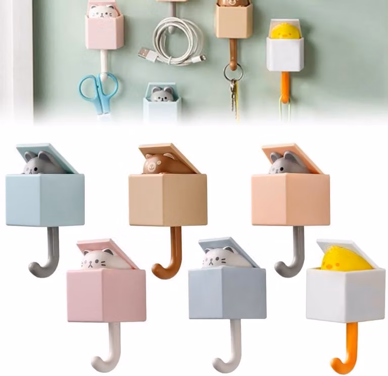 Zelfklevende Dieren Wandhaken Set - Multikleurig - Draagkracht 1500 Gram