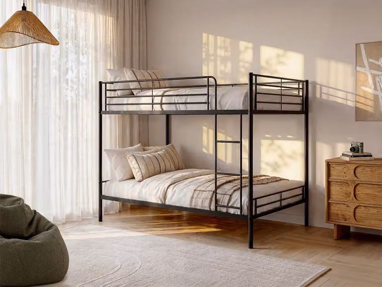 Vente-unique Stapelbed van metaal zwart voor de kinderkamer B/D/H: 190 x 90 x 160 cm