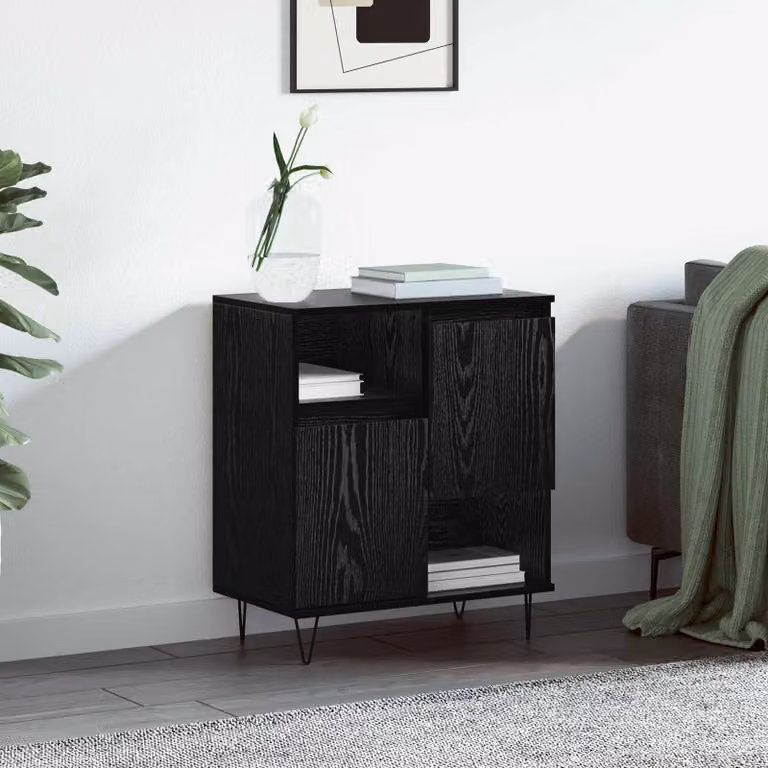 vidaXL Modern Dressoir in Zwart Eikenlook, B/D/H: 60 x 35 x 70 cm