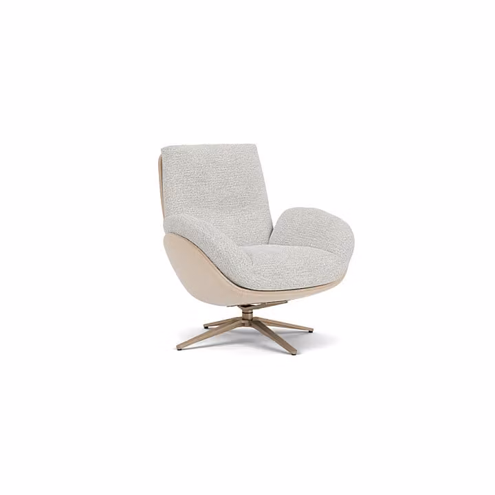 Prominent Draaifauteuil Organic - Lichtgrijs - Stof/Leer of Stof/Stof