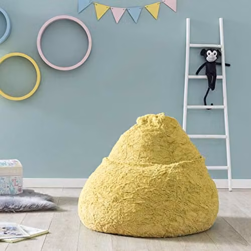 Lumaland Fluffy zitzak voor de kinderkamer, geel, 120L