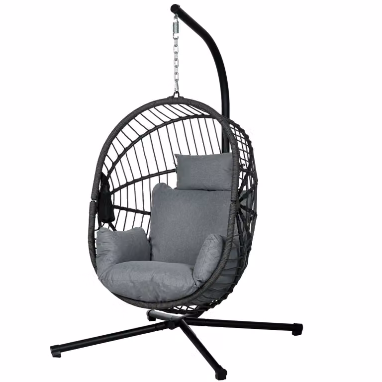 Outsunny hangstoel voor buiten met kussen, grijs, B: 120 cm, D: 106 cm, H: 188 cm