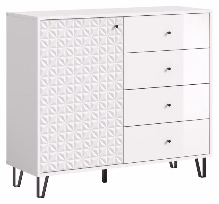 Prisma Kast wit hoogglans B/D/H: 110 x 40 x 96 cm