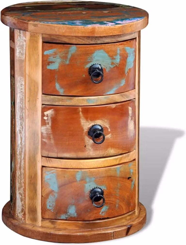 vidaXL Kast met 3 lades in antique massief gerecycled hout B/D/H: 45 x 30 x 30 cm