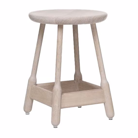 Massproductions Albert barkruk van wit geolied eikenhout, 50 cm