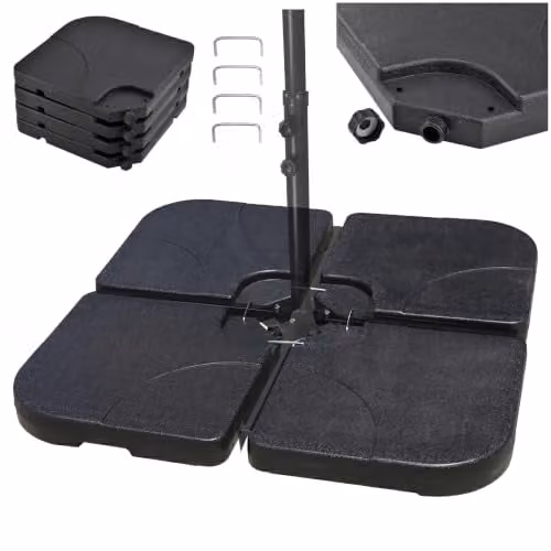 Relaxdays Parasolgewichten set van 4 voor kruisvoet, zwart, 50 x 50 cm