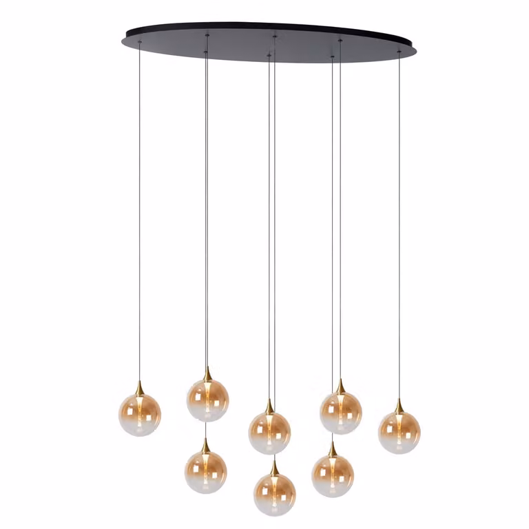 Lucide Gisela Premium Hanglamp - Amber - Dimbare LED - 8x Ø 16 cm