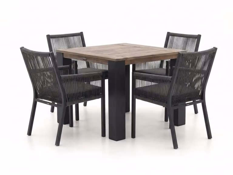 Manifesto Furniture Diningset Manifesto voor 4 personen van behandeld teakhout in bruin en grijs