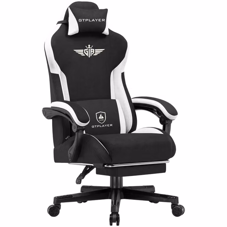 GTPLAYER Gaming Stoel BLK met stoffen bekleding en lendensteun