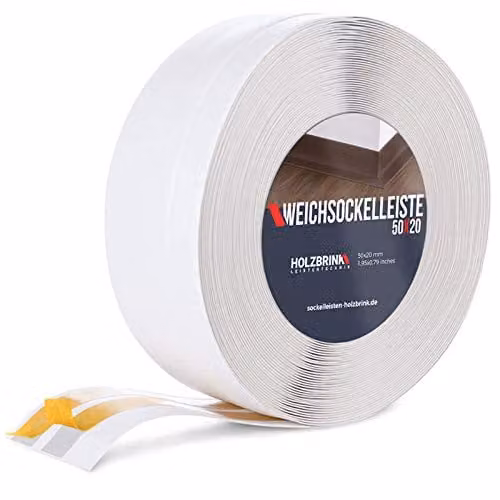 HOLZBRINK Zelfklevende Zachte Plint - Wit PVC Lamel - 25 m - 50 x 20 mm