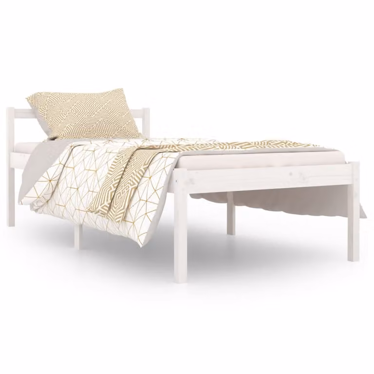 vidaXL Seniorenbed van massief grenenhout, wit, 90 x 190 cm